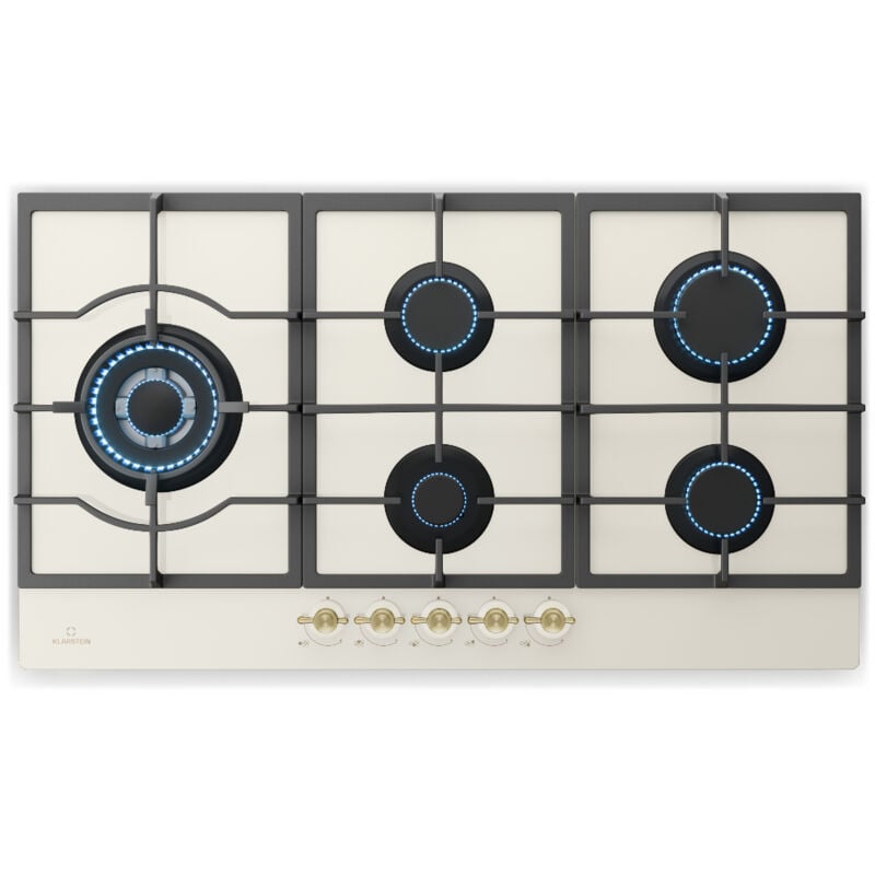 Klarstein Gaskocher 5 Flammig, Einbau-Gaskocher für Innenbereich, Edelstahl-Gaskocher für Wohnmobil, 5 Flammen Gaskocher, Gasherde mit