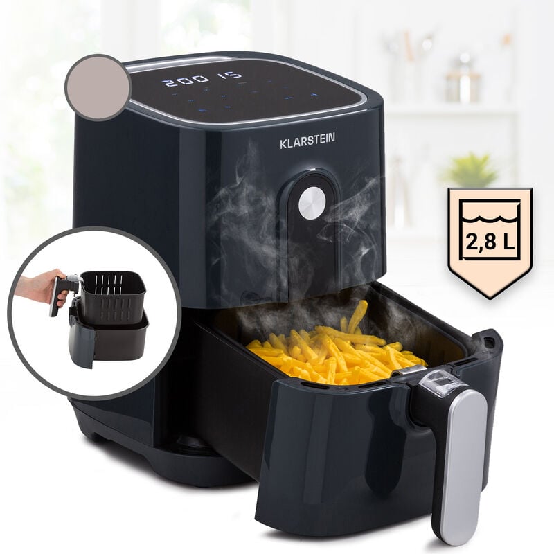Klarstein - Heißluftfriteuse, Air Fryer zum Frittieren, Friteuse mit Touch-Bedienfeld, Timer, Einstellbare Temperatur & 8 Programme, Airfryer zum