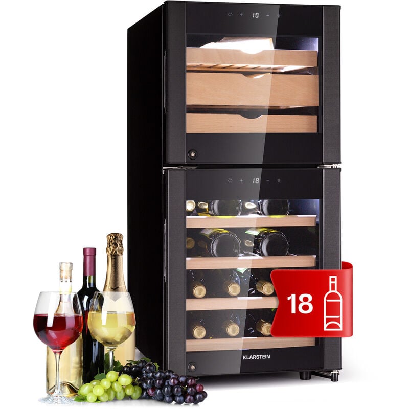 Klarstein - Käse- und Weinkühlschrank, Kleiner Getränkekühlschrank Schmal, Weinkühlschrank mit Glastür, Kühlschrank Klein für Käse und Wein, mit