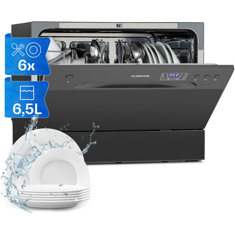 Klarstein Mini-Geschirrspüler für 6 Gedecke, Leiser Geschirrspüler Klein mit 6 Spülprogrammen, Kleiner Tisch-Geschirrspüler für Zuhause Büro Camping,