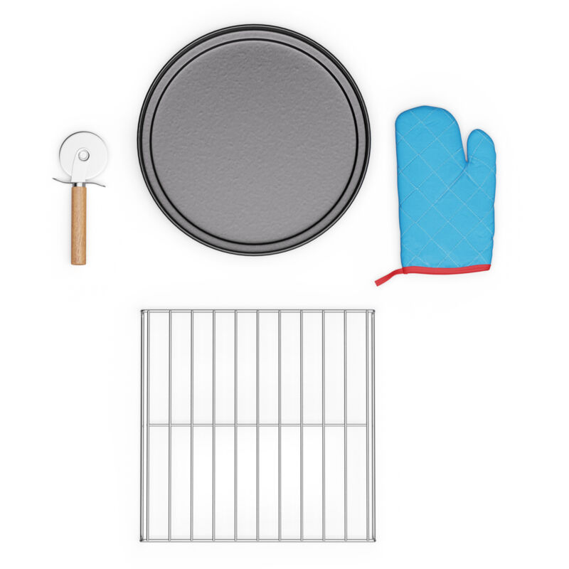 Klarstein - PizzaForno Pizzaofen-Zubehör - 4-teiliges Set, Premium-Pizzaschneider, Pizzapfanne, Hitzeschutz & Pizzaständer für perfekte hausgemachte