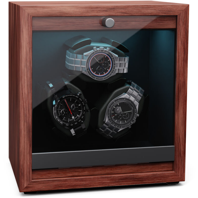 Klarstein - Uhrenbeweger für Automatikuhren, Automatik-Uhrenbeweger für 3 Uhren, Automatikuhr Uhrenbeweger mit Acryl-Tür, Automatischer Uhrenbeweger,