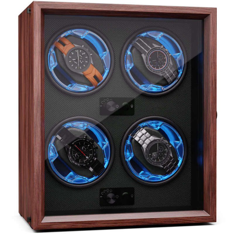 Klarstein - Uhrenbeweger für Automatikuhren, Automatik-Uhrenbeweger für 4 Uhren, Automatikuhr Uhrenbeweger mit Acryl-Tür, Automatischer Uhrenbeweger,