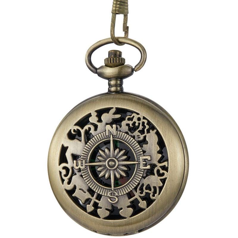 Linghhang - Klassischer Kompass, tragbare Vintage-Retro-Taschenuhr aus Gold, Ausrüstung für Bergsteigen und Abenteuer im Freien, Taschenuhr mit