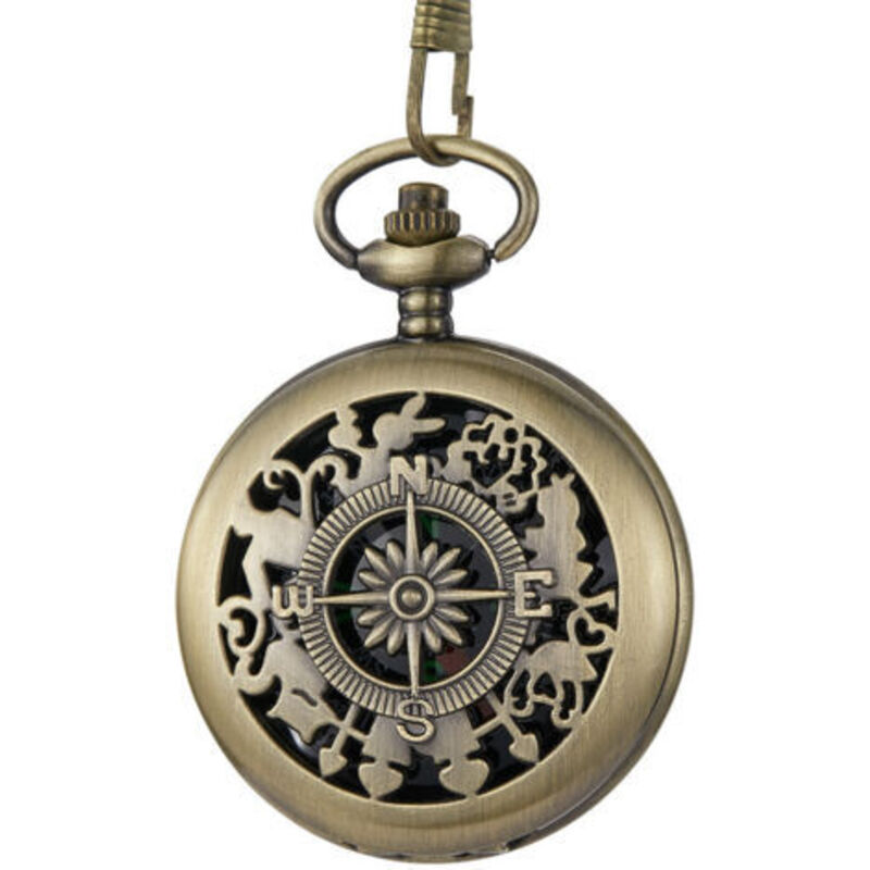 Klassischer Kompass, tragbare Retro-Vintage-Taschenuhr in Gold, Outdoor-Bergsteiger-Abenteuerausrüstung, aufklappbare Taschenuhr mit Kompass