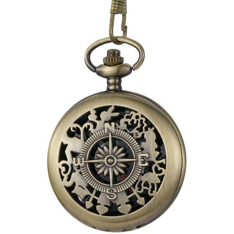 Klassischer Kompass, tragbare Vintage-Retro-Taschenuhr aus Gold, Ausrüstung für Bergsteigen und Abenteuer im Freien, Taschenuhr mit Klappkompass mumu