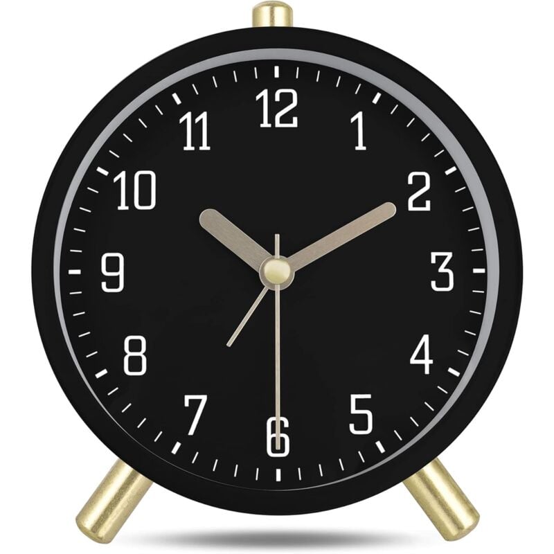 Klassischer Wecker, geräuschlos, milchig-weißer Wecker mit Licht, schlichte und moderne Schlafzimmer-Deko-Tischuhr, 11 cm