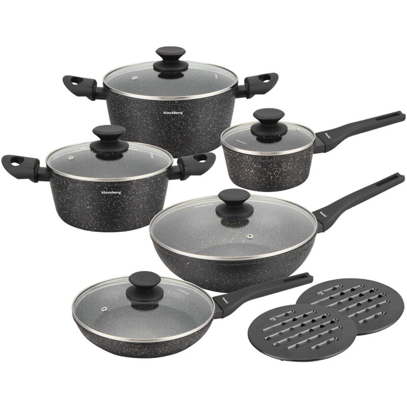 KLAUSBERG KB-7657 12-teiliges Topfset mit Marmor-Antihaftbeschichtung