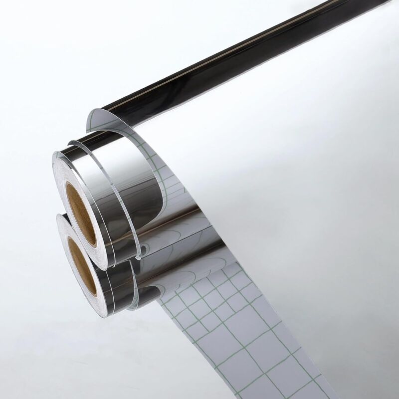 Klebespiegelrolle für Möbel, Silber, Tapete, flexible Spiegelaufkleber, Klebefolie, Möbelspiegel, Wandkleber, Tapeten, Wandkleber, Dekopapier, 40 x