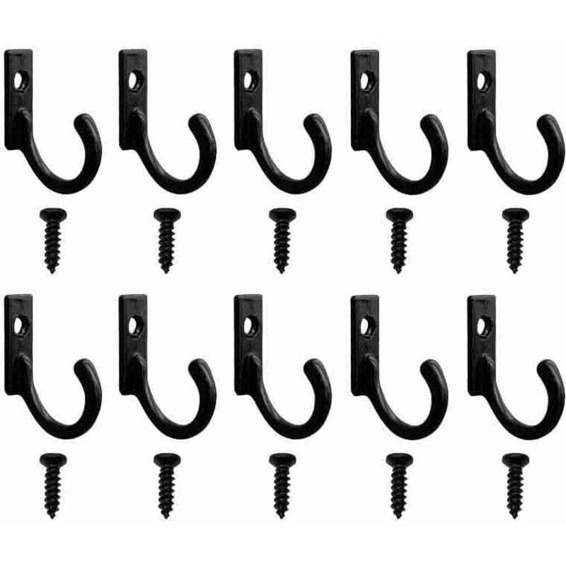 Kleiderhaken, Vintage-Haken, Mini-Garderobe, Material: Zinklegierung, Schlichter Vintage-Dosenhaken, Einzelne Wandhaken, Schwarz, 10 Stück.
