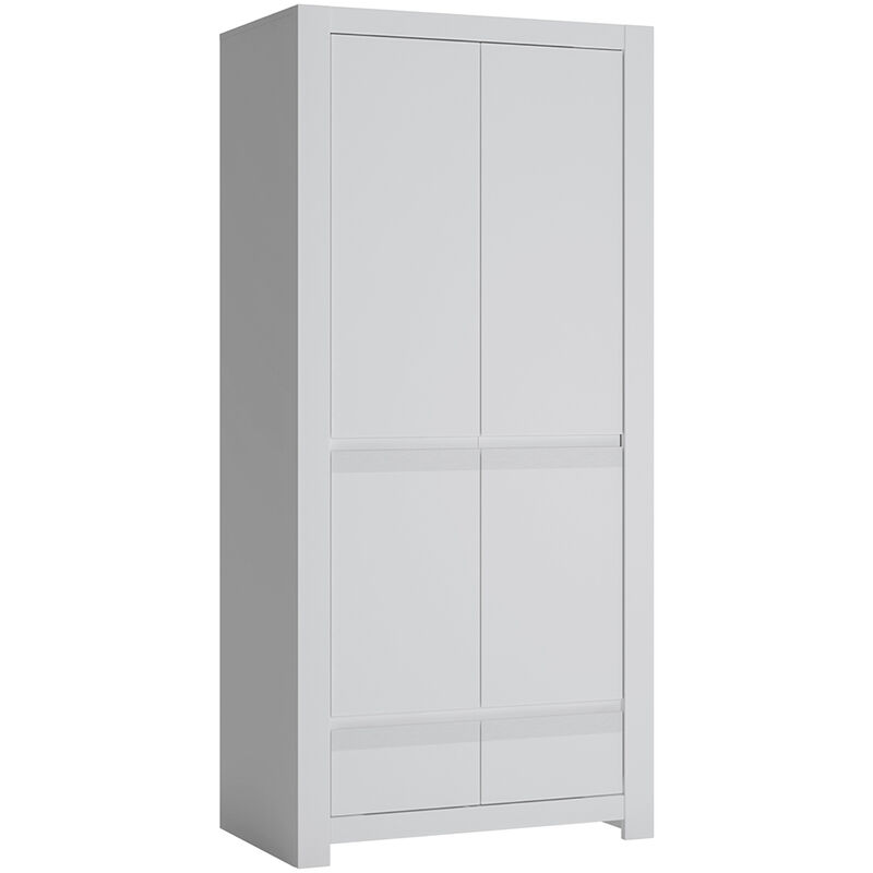 Kleiderschrank 2-türig mit Schubladen weiß NAVA-129