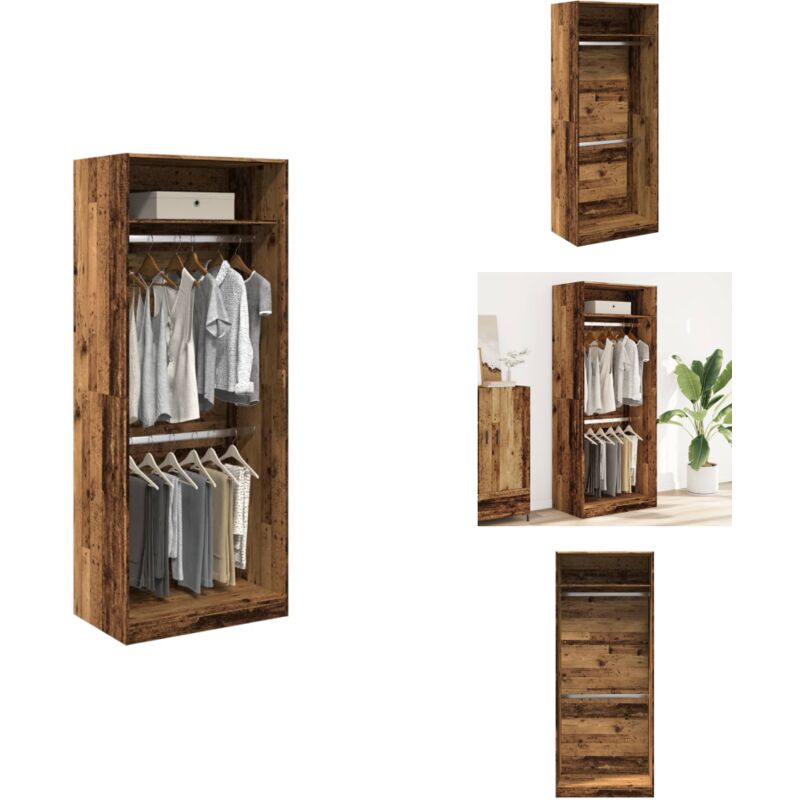 Kleiderschrank Altholz-Optik 80x50x200 cm Holzwerkstoff - Kleiderschrank - Kleiderschränke - Schrank - Kleider Organizer