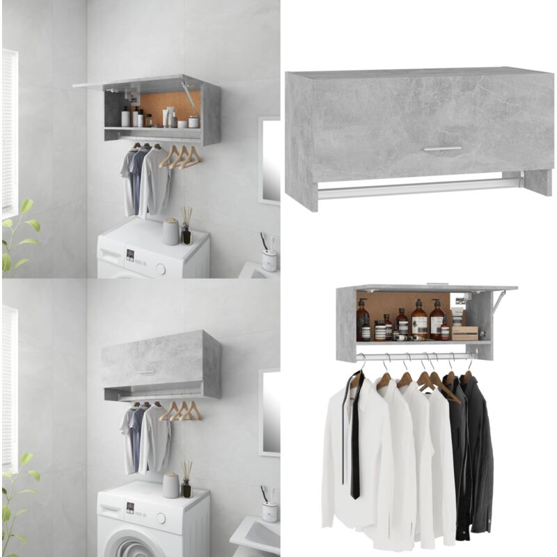 Kleiderschrank Betongrau 70x32,5x35cm Holzwerkstoff - Kleiderschrank - Betongrau - Holzschrank - Wandregal - Stauraum - Home & Living