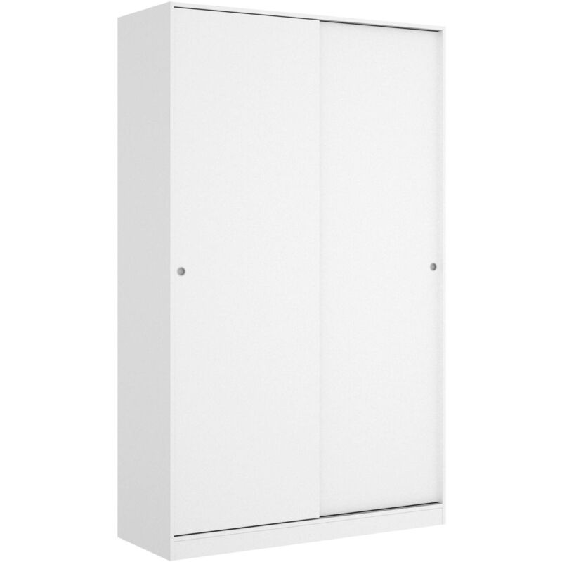 Kleiderschrank Denali, Garderobe für Schlafzimmer, Kleiderschrank mit 2 Schiebetüren, 120x50h204 cm, Weiß - Dmora