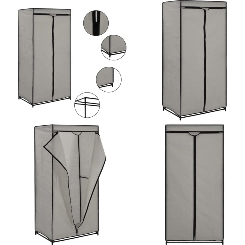 Kleiderschrank Grau 75×50×160 cm - Kleiderschrank - Grau - Metallschrank - Stauraum - Garderobe - Home & Living