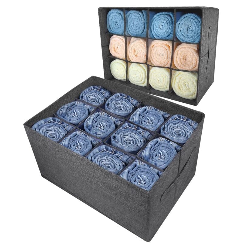 Kleiderschrank-Organizer, Schubladenaufbewahrung für Kleidung – Aufbewahrungsbox mit 12 Fächern für Kleidung, Jeans, Hosen, Pullover, Handtücher,