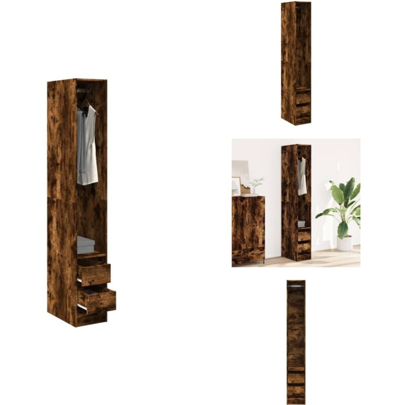 Kleiderschrank Räuchereiche 30x50x200 cm Holzwerkstoff - Kleiderschrank - Kleiderschränke - Schrank - Kleider Organizer