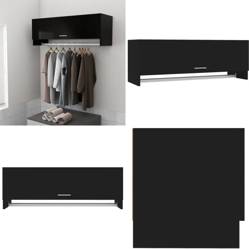 Kleiderschrank Schwarz 100x32,5x35 cm Holzwerkstoff - Schlafzimmermöbel - Kleiderschrank - Garderobe - Holzschrank - Schwarzer Schrank - Home & Living