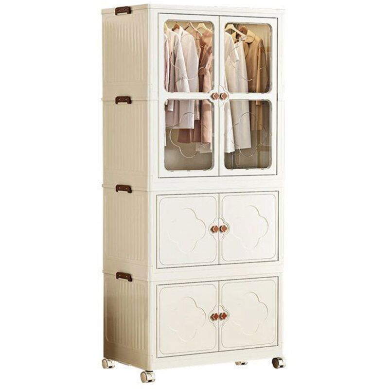 Kleiderschrank - SEVENCOMFORT - Sevencomfort - Beige - 2 Schränke und 1 Kleiderschrank - 65×39×143 cm