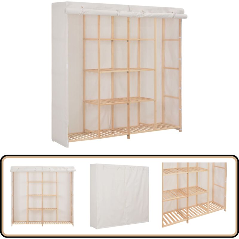 Kleiderschrank Weiß 173 x 40 x 170 cm Stoff - Kleiderschrank - Weißer Kleiderschrank - Garderobe - Textilschrank - Stauraum
