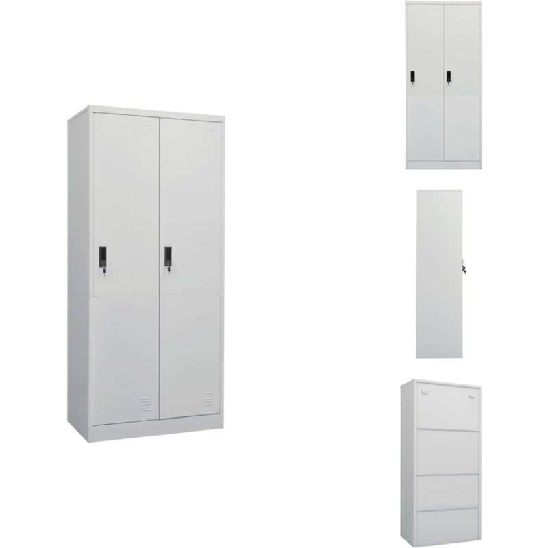 Kleiderschrank Hellgrau 80x50x180 cm Stahl - Schlafzimmermöbel - Kleiderschrank - Garderobe - Metallschrank - Stahlschrank