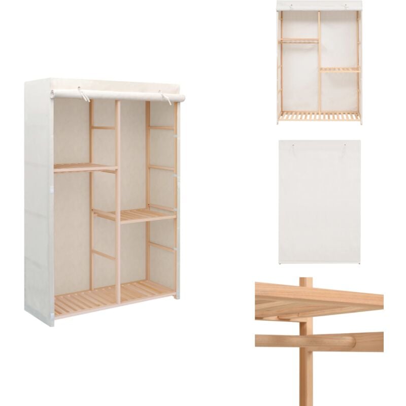 Kleiderschrank mit 3 Ebenen 110 x 40 x 170 cm - Kleiderschrank - Garderobe - Tischlerarbeit - Holzmöbel - Weißer Kleiderschrank