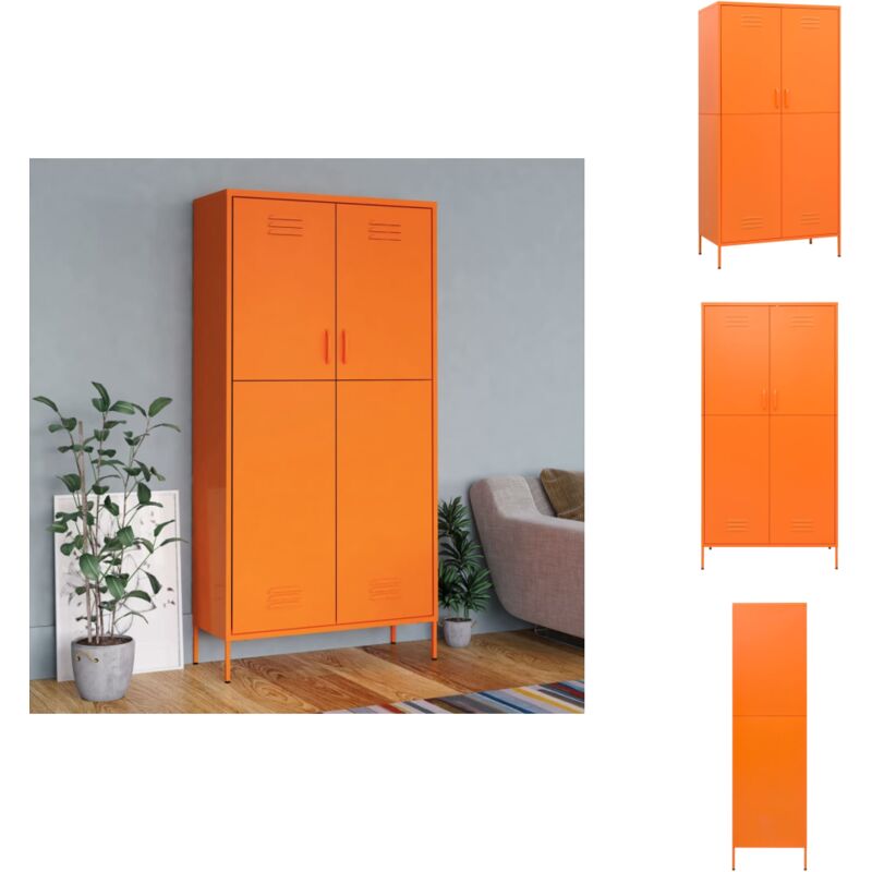 Kleiderschrank Orange 90x50x180 cm Stahl - Schlafzimmermöbel - Kleiderschrank - Garderobe - Stauraum - Metallschrank