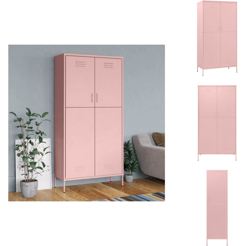 Kleiderschrank Rosa 90x50x180 cm Stahl - Schlafzimmermöbel - Kleiderschrank - Rosa Kleiderschrank - Garderobe - Aufbewahrungsraum