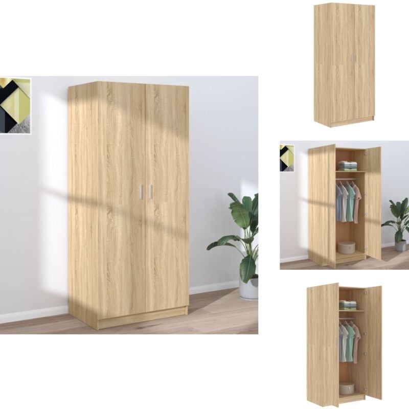 Kleiderschrank Sonoma-Eiche 80x52x180 cm Holzwerkstoff - Schlafzimmermöbel - Kleiderschrank - Holzschrank - Eiche Möbel - Garderobe