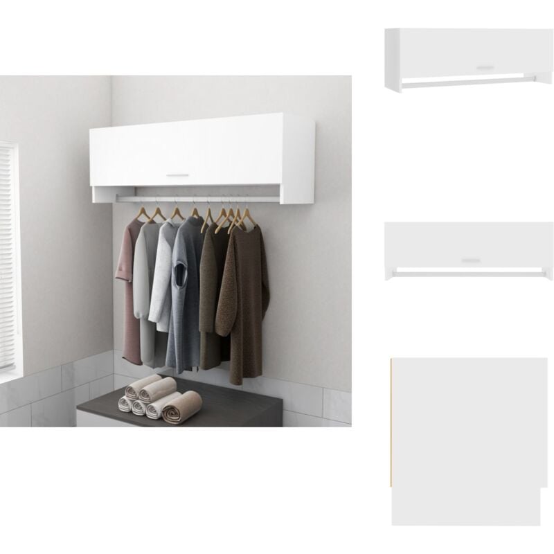 Kleiderschrank Weiß 100x32,5x35 cm Holzwerkstoff - Schrank - Weißer Schrank - Garderobe - Kleiderschrank - Kommode