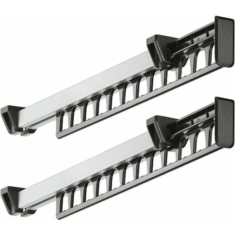 Kleiderständer Kleiderschrank ausziehbar, Schiebegarderobe, Kleiderständer für 12 Kleiderbügel, Länge 312 mm, 2 Stück