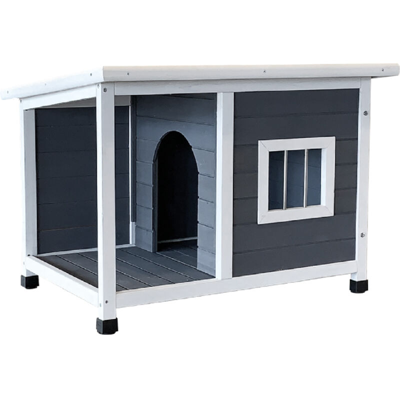 Kleine Hundehütte Gardiun Dona 85x58x60 cm Fronteinstieg - Top mit Asphaltgewebe Türmaß 23 x 35 cm
