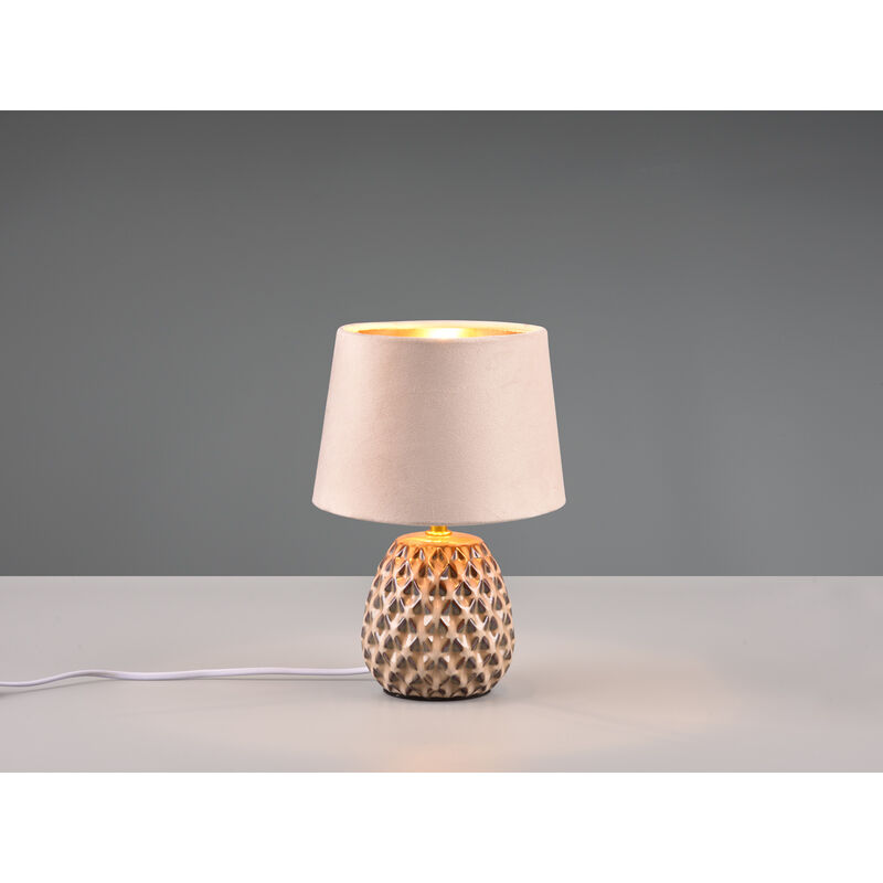 Reality Leuchten - Retro Tischleuchte ariana mit Samtschirm in Beige/Gold, Höhe 27cm