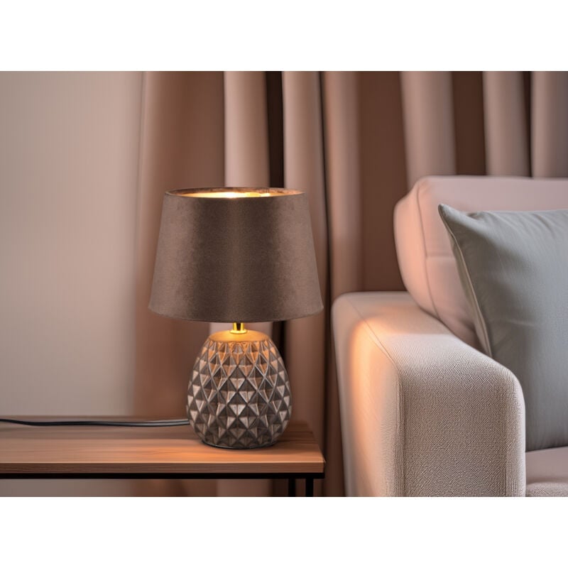 Reality Leuchten - Retro Tischleuchte ariana mit Samtschirm in Braun Gold, Höhe 27cm