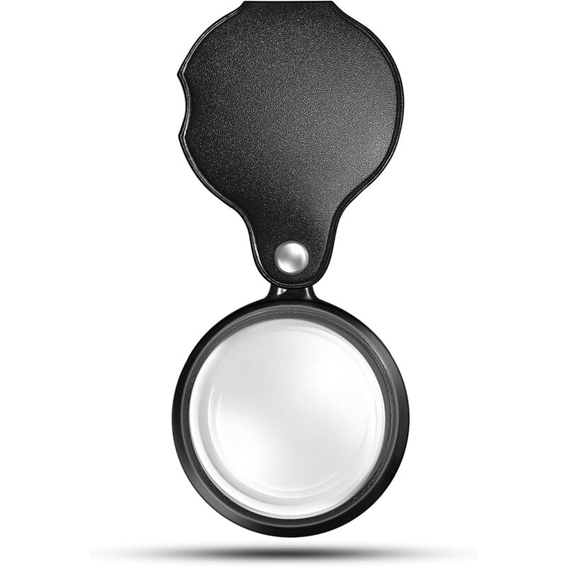 Cyslmuk - Kleine Taschenlupe, Mini-Klapplupe mit schützender drehbarer Lederhülle, ideal zum Lesen von Zeitungen, Büchern und Zeitschriften