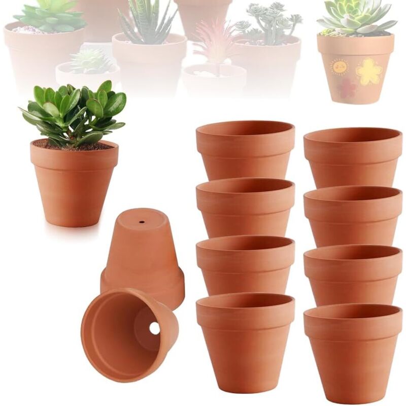 Kleine Terrakotta-Töpfe, 12 Stück, 7 x 6 cm Mini-Terrakotta-Blumentöpfe mit Abflussloch, wiederverwendbare Terrakotta-Töpfe für Sukkulenten und