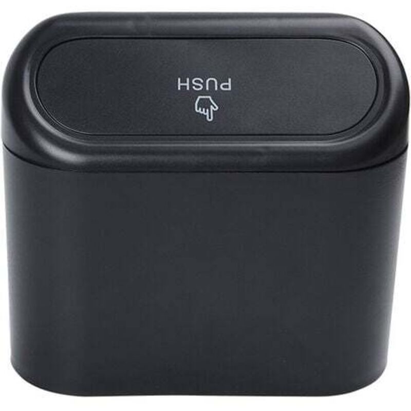 Kleiner Auto-Mülleimer, Auto-Mülleimer mit Deckel, wasserdichter Auto-Mülleimer, tragbare Hänge-Aufbewahrungsbox fürs Auto, fürs Auto-Büro (Schwarz)