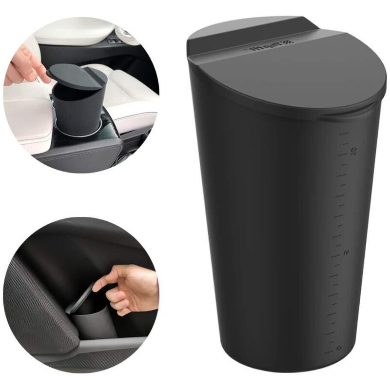 Kleiner Auto-Mülleimer mit Deckel – Getränkehalter fürs Auto – Taschenformatiger Mülleimer für die Autotür – Mülleimer für Auto, Zuhause, Büro –