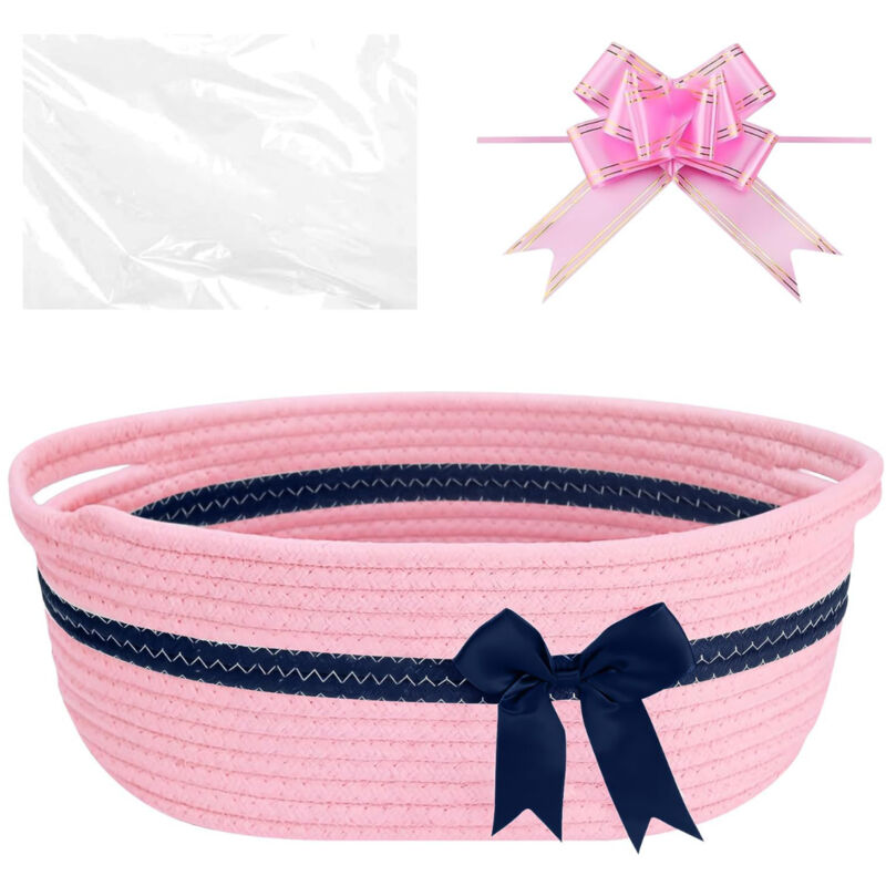 Kleiner geflochtener Geschenkkorb aus Seil, Korb für Babyhandtücher, Snacks, Spielzeug, Windeln, rechteckiger Korb fürs Badezimmerregal, hübscher