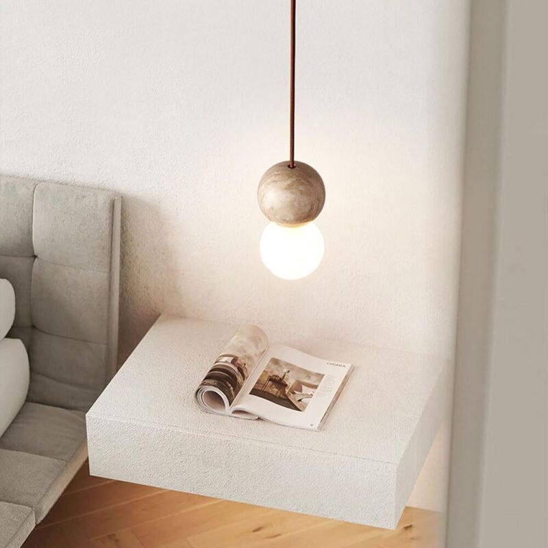 Kleiner Kronleuchter aus natürlichem gelbem Travertin im japanischen Wabi-Sabi-Stil, kreativer Kronleuchter für Bar, Restaurant, Eingang,