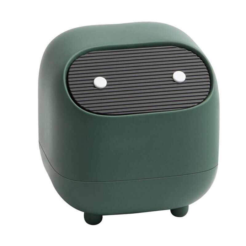 Kleiner süßer Mülleimer, Ninja-Desktop-Mülleimer mit Deckel, Auto-Mülleimer, Haushalts-Mülleimer, Büro-Mülleimer (grüner Mülleimer)