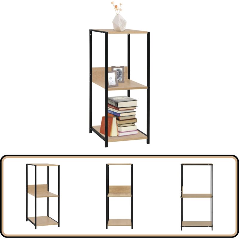 Vidaxl - Kleines Bücherregal Schwarz Eichefarben 33,5x39,6x79,7cm - Kleines Bücherregal - Bücherregal Schwarz - Eichenholz Optik - Wohnraum Möbel