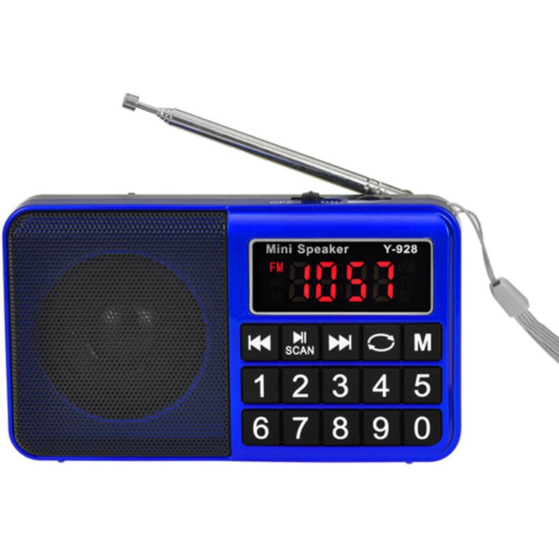 Kleines tragbares Radio, wiederaufladbares AM/FM/SW-Radio mit AUX/SD/TF/MP3-Lautsprecher. Batteriebetriebenes Radio mit großen Tasten und großem