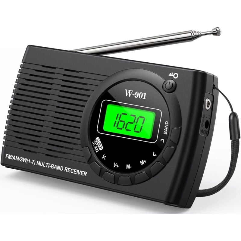 Kleines tragbares UKW/MW/KW-Radio, Transistorradio mit hervorragendem Empfang und hoher Klangqualität, Mini-Radio mit Zeitschaltuhr/Kopfhöreranschluss