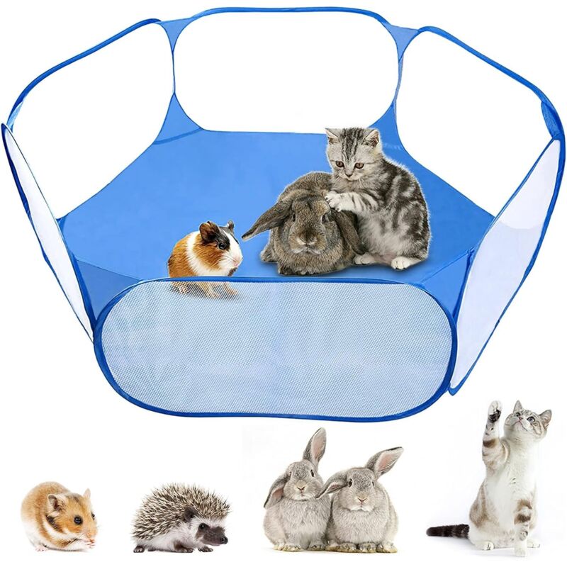 Kleintier-Laufstall, faltbares Haustier-Auslaufzelt, tragbares Käfigzelt für Meerschweinchen, Kaninchen, Hamster, Chinchillas, Igel (Schwarz)