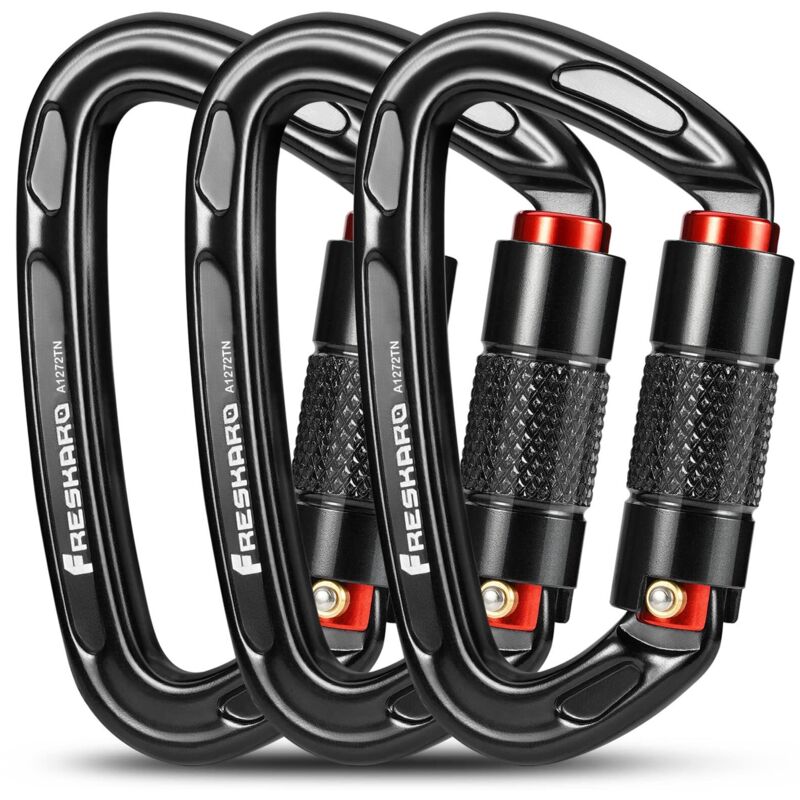 Kletterkarabiner, automatisch verriegelnde Karabiner, 25 kN-2550 kg, CE-zertifiziert, solide, für Bergsteigen, Hundeleine, Boxsack, Feuerwehrmann,