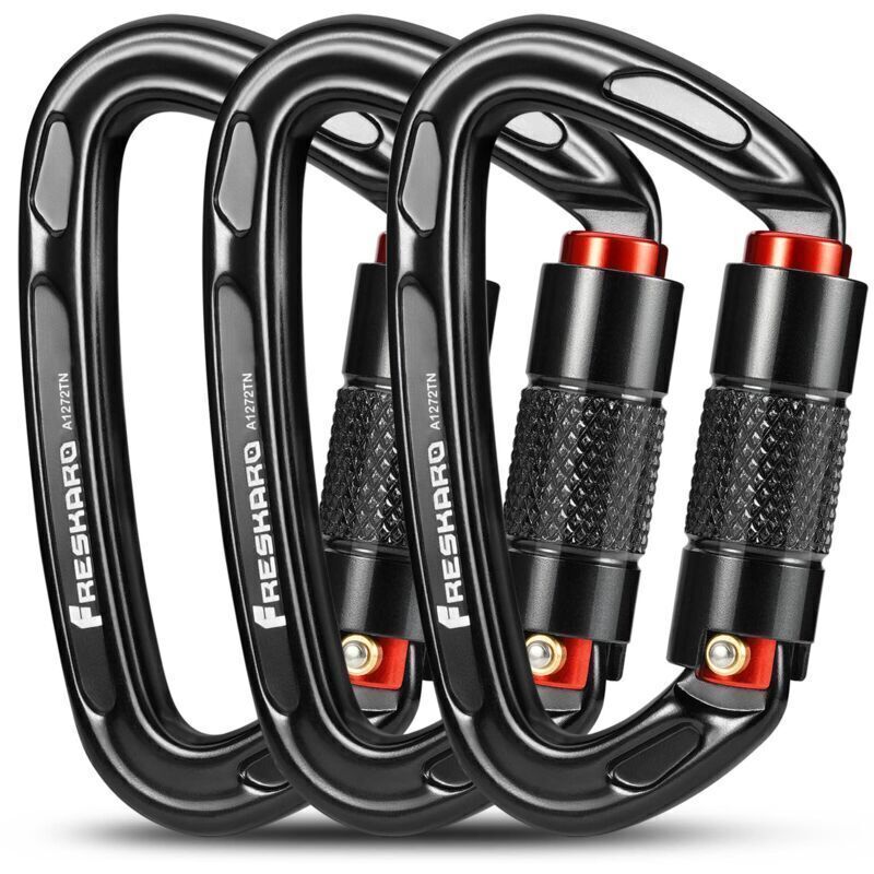 Kletterkarabiner, automatischer Verriegelungskarabiner, 25 kN – 2550 kg, CE-zertifiziert, robust, für Bergsteigen, Hundeleine, Boxsack, Feuerwehr,