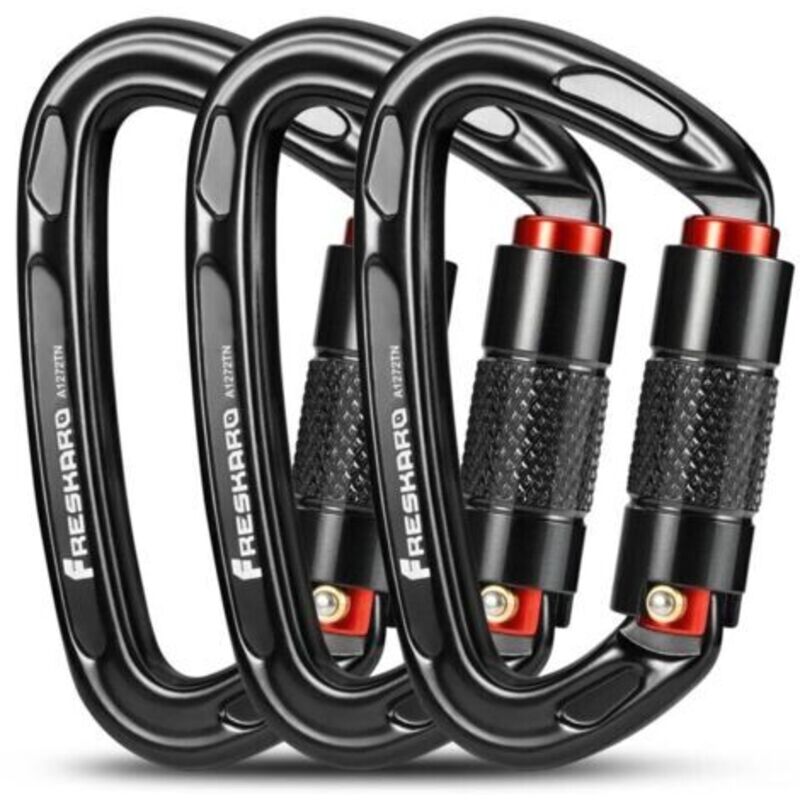 Kletterkarabiner, automatischer Verriegelungskarabiner, 25 kN – 2550 kg, CE-zertifiziert, robust, für Bergsteigen, Hundeleine, Boxsack, Feuerwehr,