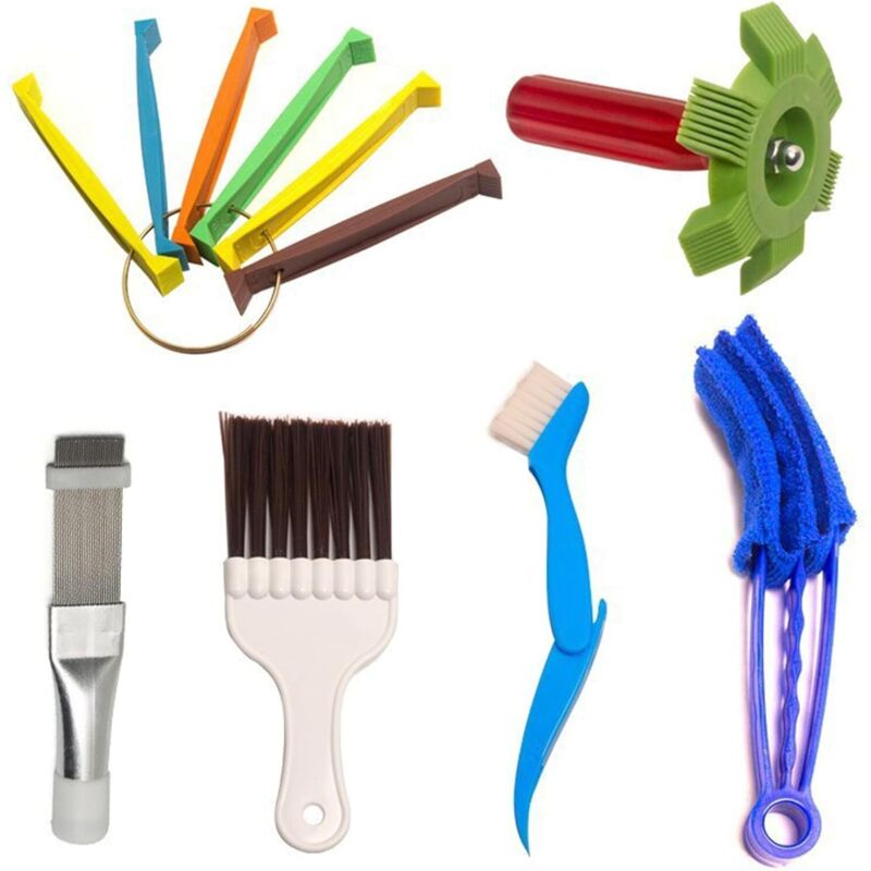 Klimaanlagen-Kondensator-Reinigungsbürste, 6er-Set, Lamellenkamm, Klimaanlage, Reinigungsbürste, Spule, Kondensatorbürsten-Set, Klimaanlage,