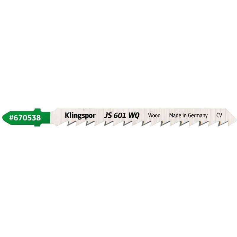 Klingspor - js 601 wq Stichsägeblätter, 100 x 8 x 1,45 mm Nutzlänge 75Crom-Vanadium, kreuzgeschliffen, konisch , 6 Zähne pro Zoll, SB-verpackt im